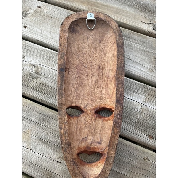 African Style Set Of Wood Face Mask Hand Carved Tribal Rustic - Picture 11 of 16